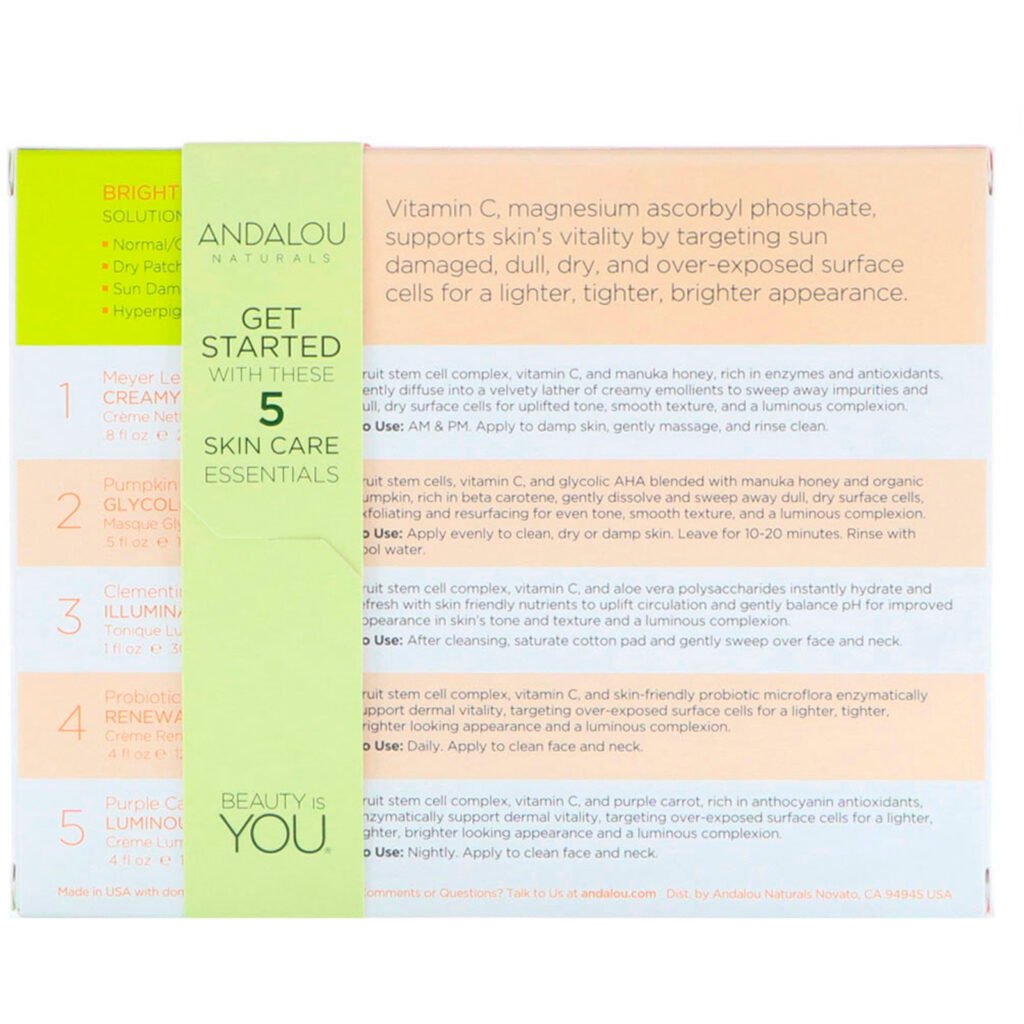 Andalou Naturals, Get Started Iluminador, Cuidados com a Pele Essenciais, Conjunto com 5 Peças - Imagem 3