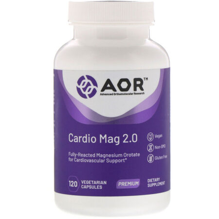 Advanced Orthomolecular Research AOR, Cardio Mag 2.0, 120 Cápsulas Vegetais