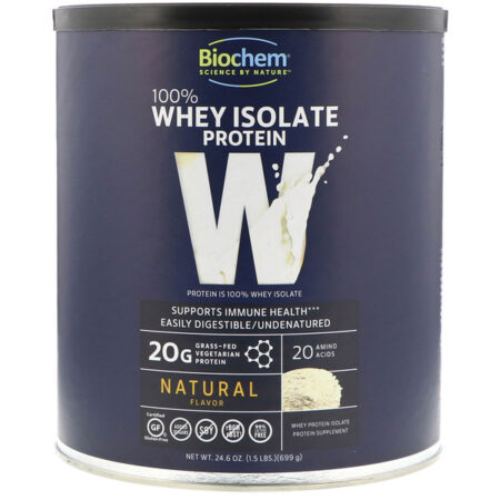 Biochem, 100% Proteína Isolada de Whey, Sabor Natural, 699 g (1,53 lbs)