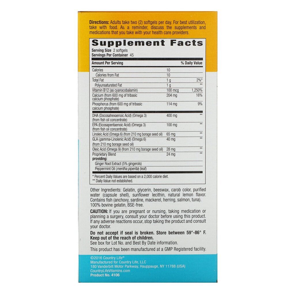 Country Life, Baby Care, Prenatal Omega 3-6-9, Natural Lemon, 90 Softgels - Imagem 2