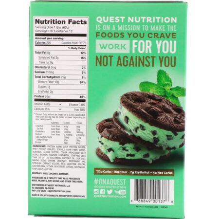 Quest Nutrition, Barra de Proteínas, Chocolate com Hortelã, 12 Barras, 60 g (2,12 oz) Cada - Image 3