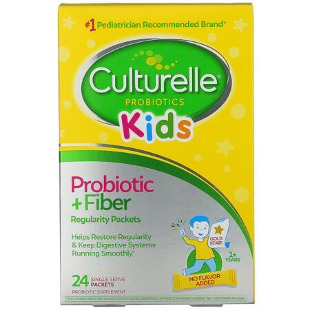 Culturelle, Kids, Probiotic + Fiber, Regularity, 1+ Years, 24 Single Serve Packets