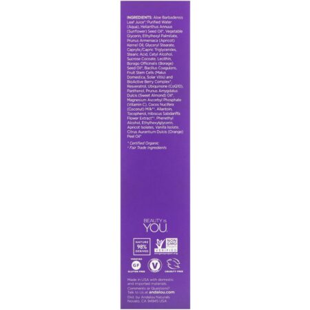 Andalou Naturals, Leite de Limpeza, Damasco e Probiótico, Desafiador da Idade, 6 fl oz (178 ml) - Image 3