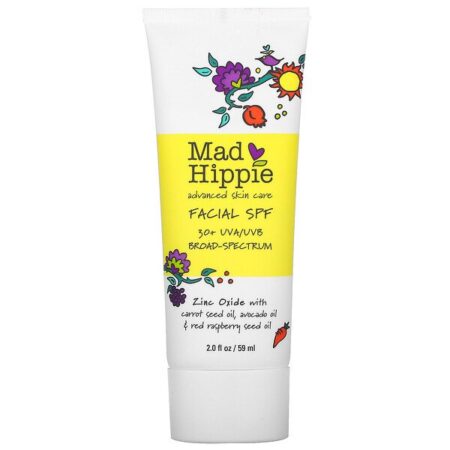 Mad Hippie Skin Care Products, Protetor Solar Facial de Amplo Espectro FPS 30+ UVA/UVB, 2,0 oz (59 g)