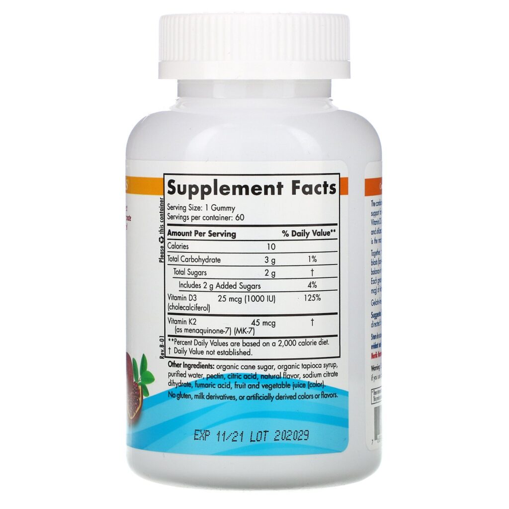 Nordic Naturals, Vitamina D3 + Gomas K2, Romã, 60 Gomas - Imagem 2