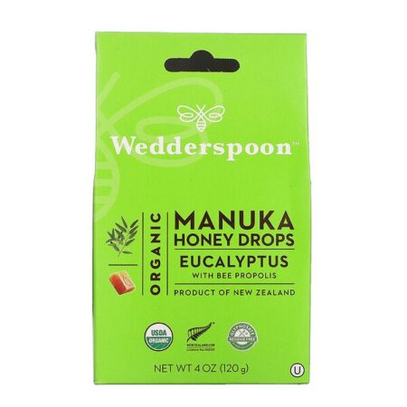 Wedderspoon, Gotas de mel manuka orgânico, eucalipto com própolis de abelha, 4 oz (120 g)