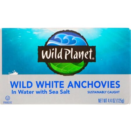 Wild Planet, Anchovas Brancas Selvagens em Água com Sal Marinho, 4,4 oz (125 g)