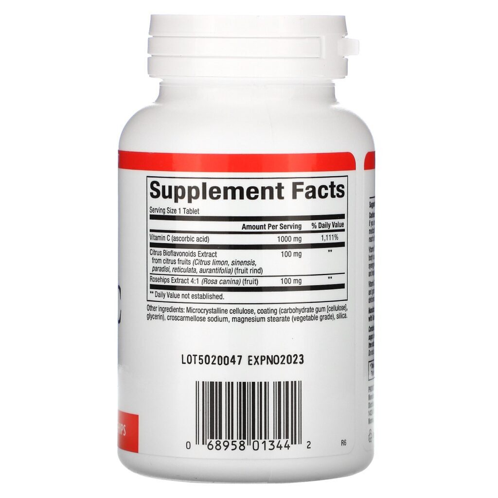 Natural Factors, Vitamina C, mais Bioflavonoides e Sementes de Roseira, 1.000 mg, 90 Comprimidos - Imagem 2