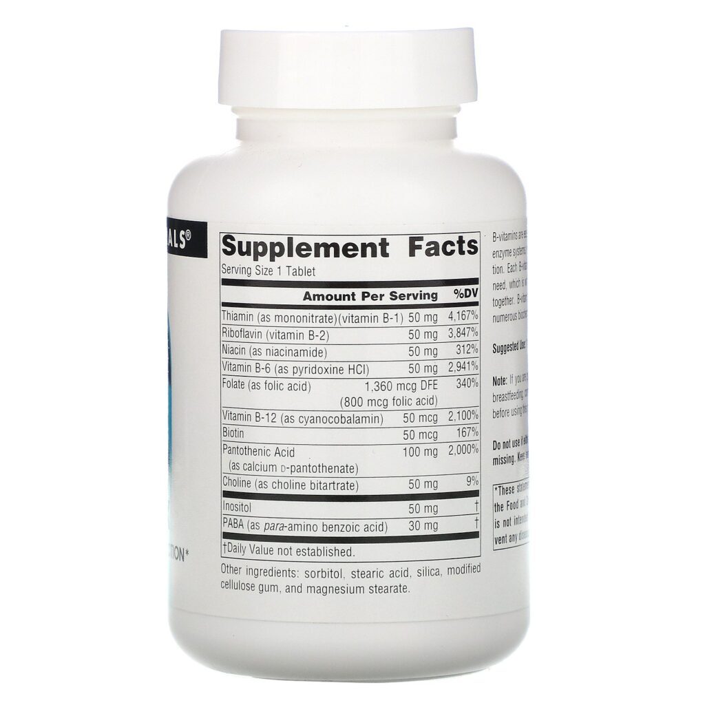 Source Naturals, Complexo B-50, 50 mg, 100 Comprimidos - Imagem 2