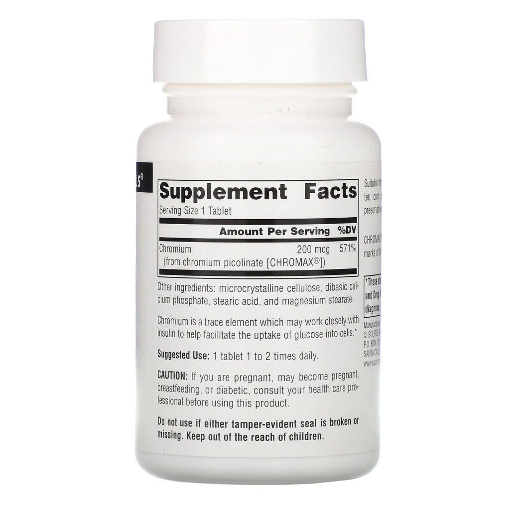Source Naturals, Picolinato de Cromo, 200 mcg, 240 tabletes - Imagem 2