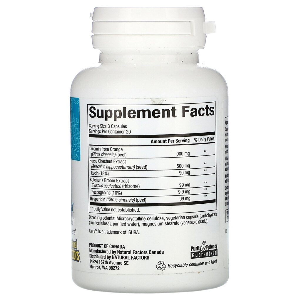 Natural Factors, WomenSense,VeinSense, 60 Vegetarian Capsules - Imagem 2