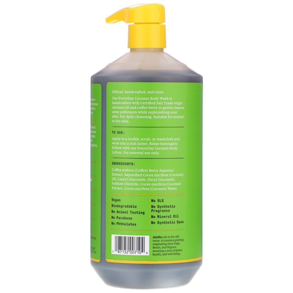 Alaffia, Everyday Coconut, Body Wash, Normal to Dry Skin, Purely Coconut, 32 fl oz (950 ml) - Imagem 2