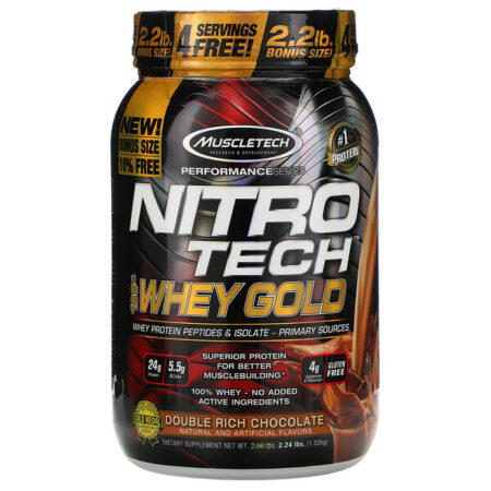 Muscletech, Nitro Tech, 100% Whey Gold, Chocolate em Dobro, 1,02 kg (2,24 lbs)