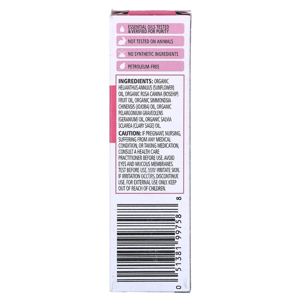 Aura Cacia, Óleo Facial Essencial Orgânico de Roseship, Gerânio & Salva Esclereia, 1 fl oz (30 ml) - Imagem 3