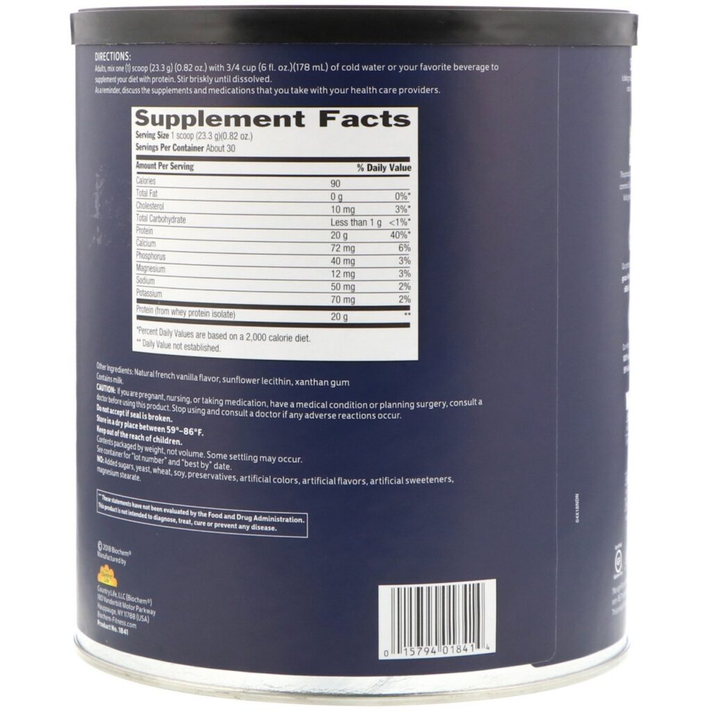 Biochem, 100% Proteína Isolada de Whey, Sabor Natural, 699 g (1,53 lbs) - Imagem 2