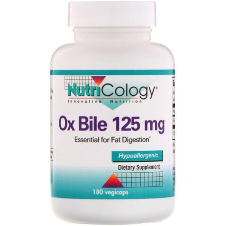 Nutricology, Ox Bile, 125 mg, 180 Cápsulas Vegetais