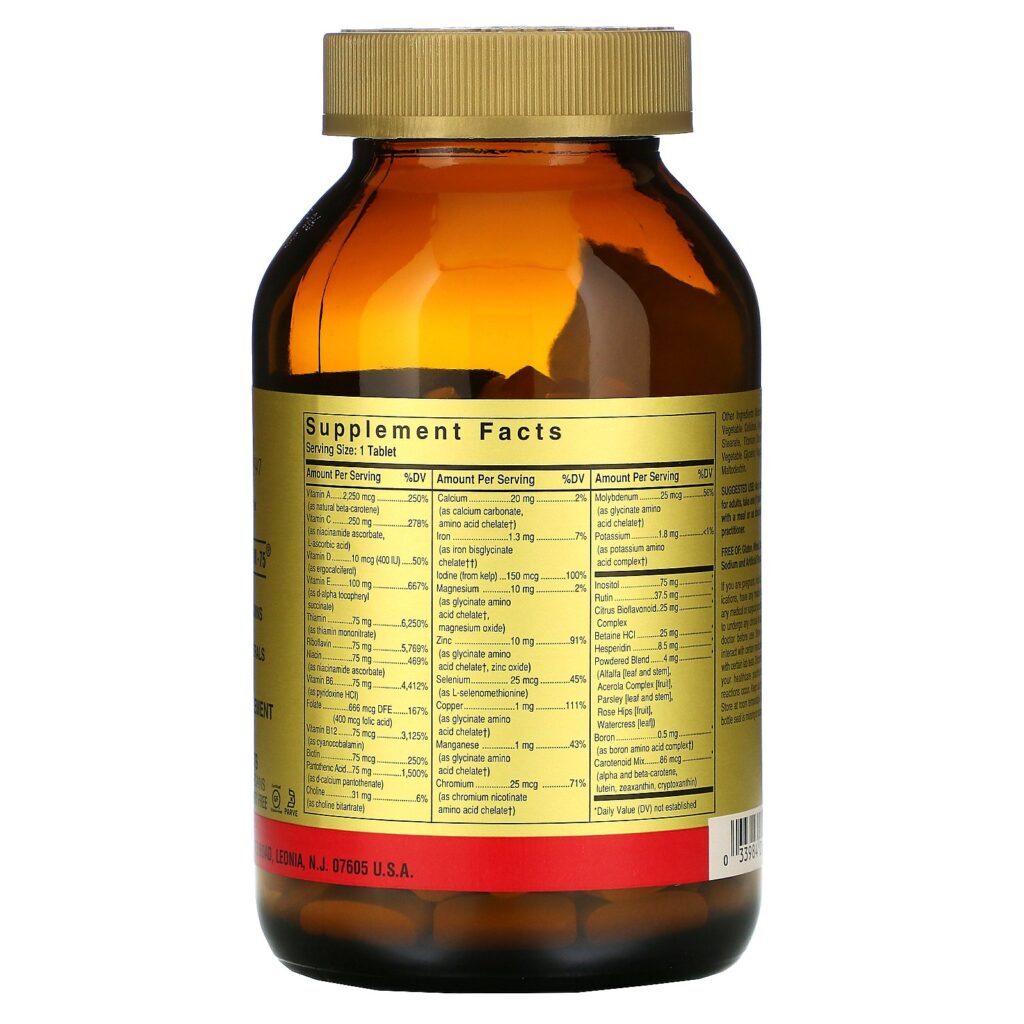 Solgar, Fórmula V, VM-75, Várias Vitaminas com Minerais Quelatados, 180 Comprimidos - Imagem 2