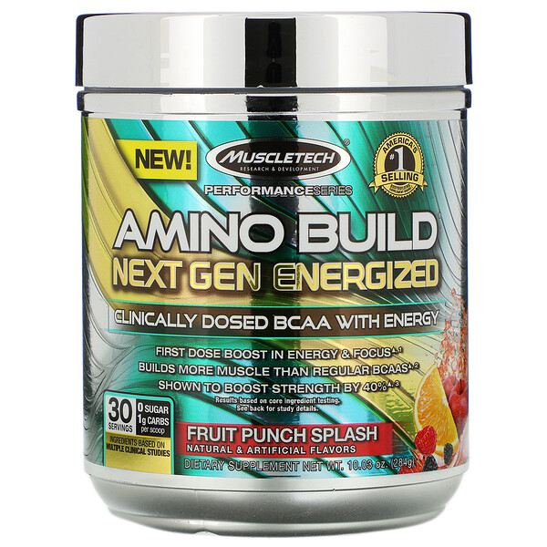 Muscletech, Amino Build Next Gen Energized, Fruit Punch Splash, 10.03 oz (284 g)