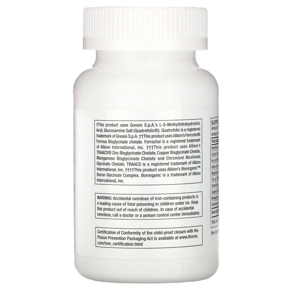Thorne Research, Basic Prenatal, 90 Cápsulas - Imagem 4