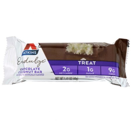 Atkins, Endulge, Barra de Coco com Chocolate, 5 barras, 40 g (1,41 oz) Cada - Image 3