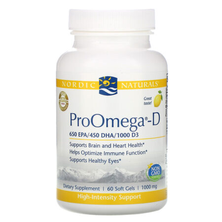 Nordic Naturals, ProOmega-D, Lemon, 1,000 mg, 60 Soft Gels