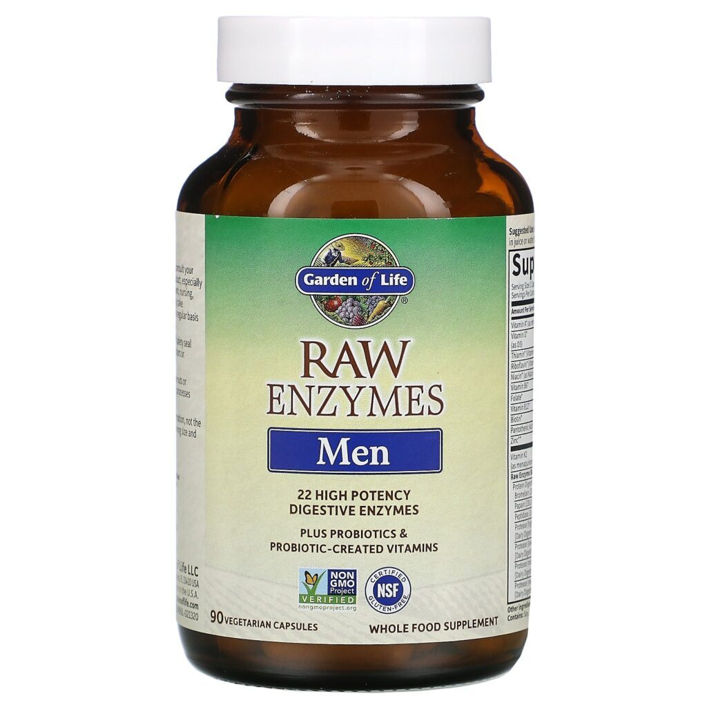 Garden of Life, RAW Enzymes, Men, 90 Vegetarian Capsules - Imagem 3