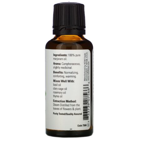 Now Foods, Essential Oils, Óleo de manjerona 100% puro, 1 fl oz (30 ml) - Image 2