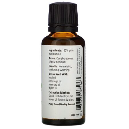Now Foods, Essential Oils, Óleo de manjerona 100% puro, 1 fl oz (30 ml) - Imagem 2