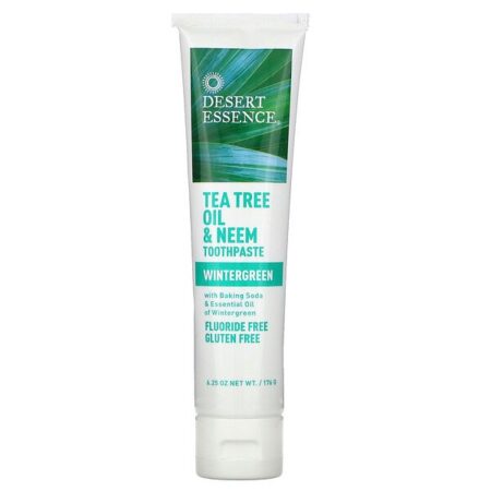 Desert Essence, Creme Dental Óleo de Melaleuca e Neem, Wintergreen, 176 g (6,25 oz)