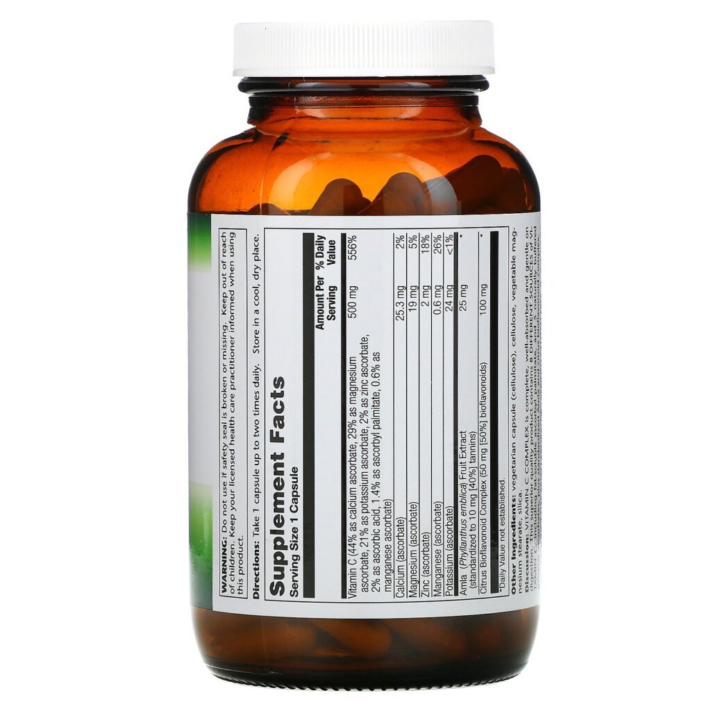 Pioneer Nutritional Formulas, Vitamin C Complex, 500 mg, 180 Vegetarian Capsules - Imagem 2