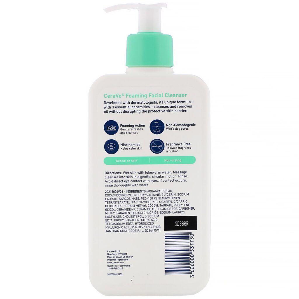 CeraVe, Produto para limpeza facial com espuma, para pele normal a oleosa, 12 fl oz (355 ml) - Imagem 2