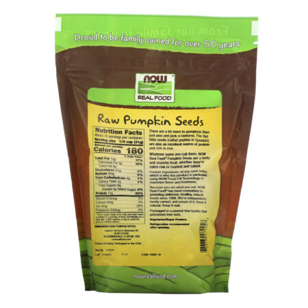 Now Foods, Real Food, Sementes de Abóbora Cruas, Sem Sal, 454 g (16 oz) - Imagem 2