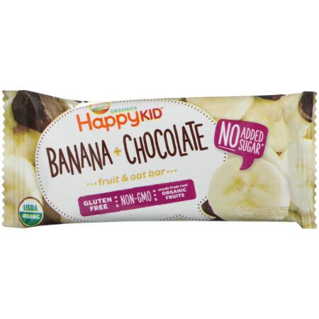 Happy Family Organics, Happy Kid, Banana + Chocolate, Barra de Fruta e Aveia 5 Barras, 28 g Cada - Image 3