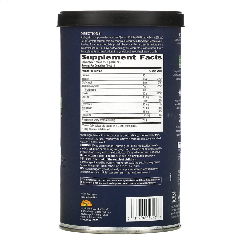 Biochem, 100% Whey Isolate Protein, Sugar Free, Chocolate Flavor, 12.5 oz (355 g) - Imagem 2