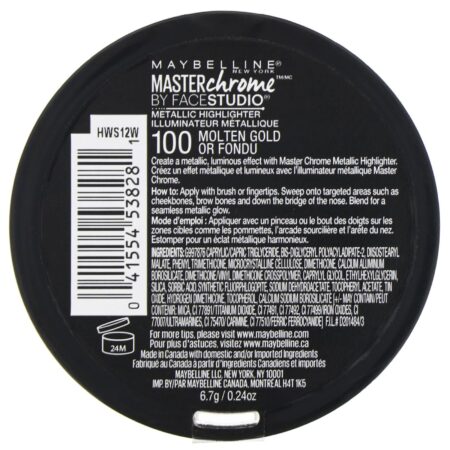 Maybelline, Master Chrome, iluminador metálico, Molten Gold 100, 6,7 g - Image 3