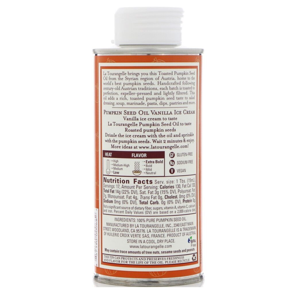 La Tourangelle, Óleo de Semente de Abóbora Torrada, 250 ml (8,45 fl oz) - Imagem 2