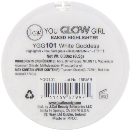 J.Cat Beauty, You Glow Girl, iluminador Baked, YGG101 Deusa branca, 8,5 g - Image 3