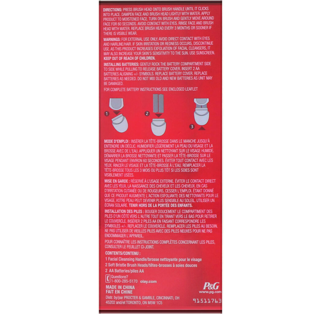 Olay, Regenerist, Antienvelhecimento Avançado, Escova de Limpeza facial, 1 Cabo de Limpeza, 2 Cabeças de Escova - Imagem 3