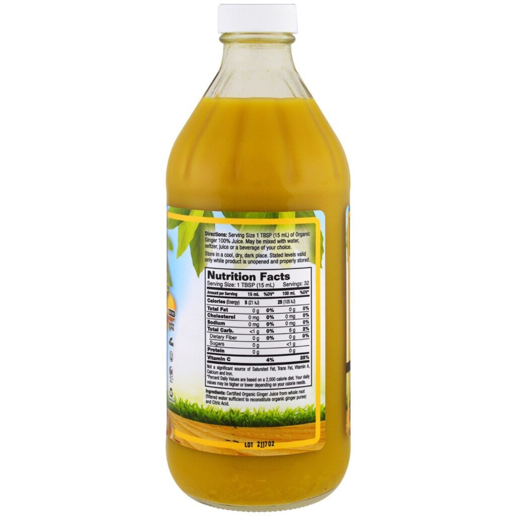 Dynamic Health Laboratories, Certified Organic Ginger, 100% Juice, Unsweetened, 16 fl oz (473 ml) - Imagem 2