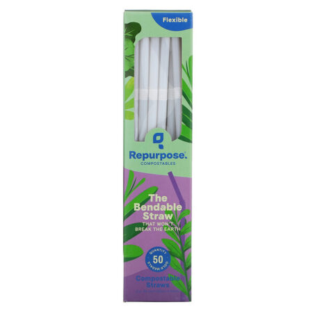 Repurpose, Flexible, Compostable Straws, 50 Count