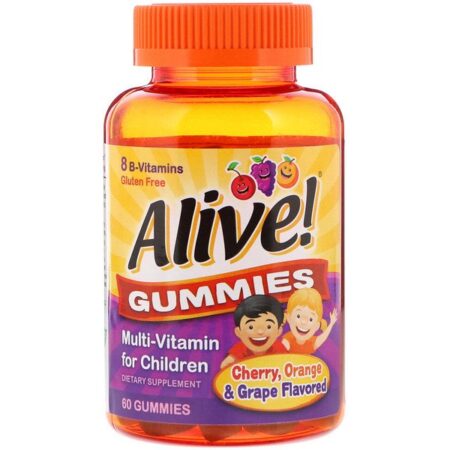 Nature's Way, Alive! Gomas, Multivitamínico para Crianças, Sabor de Cereja, Laranja e Uva, 60 Gomas