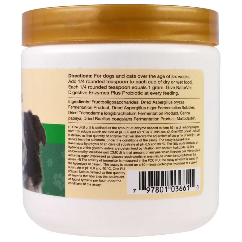 NaturVet, Enzimas Digestivas Mais Probiótico, Para Cães e Gatos, Em Pó, 227 g (8 oz) - Imagem 2