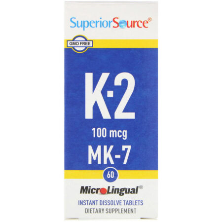 Superior Source, Vitamina K-2, 100 mcg, 60 comprimidos microlinguais solúveis instantâneos