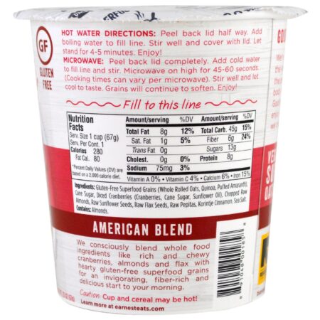 Earnest Eats, Superalimento de Aveia, Cranberry + Amêndoas + Linhaça, Mistura Americana, 2,35 oz (67 g) - Image 2