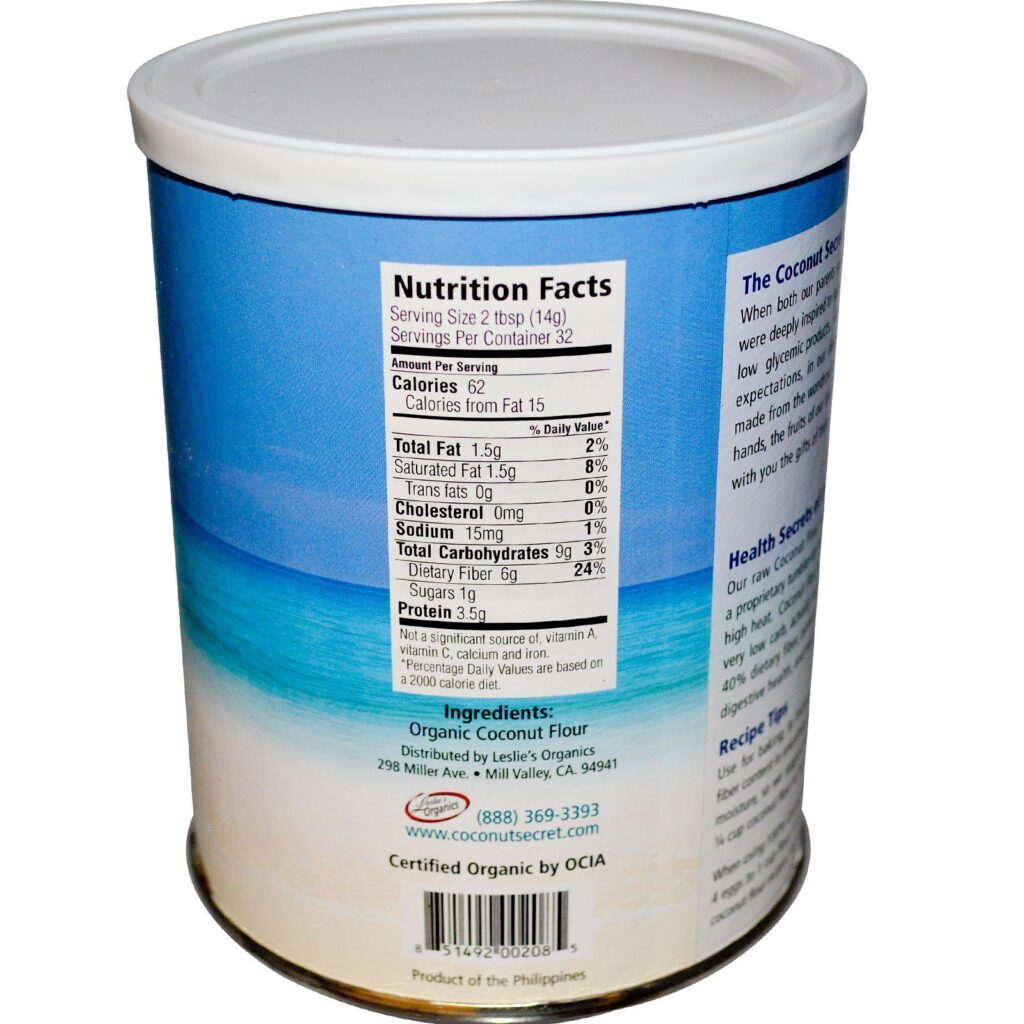 Coconut Secret, Farinha de Coco Bruto, 1 lb (454 g) - Imagem 2