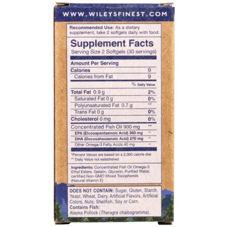 Wiley's Finest, Wild Alaskan Fish Oil, Easy Swallow Minis, 630 mg, 60 Softgels - Image 2