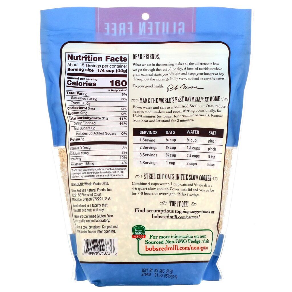 Bob's Red Mill, Aveia Cortada em Aço, Integral, Sem Glúten, 24 oz (680 g) - Imagem 2