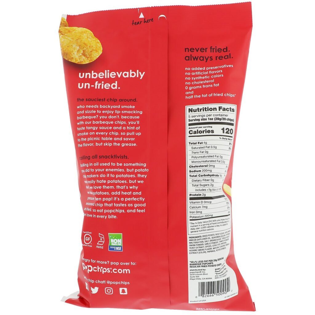Popchips, Salgadinhos de Batata, Sabor Churrasco, 142 g (5 oz) - Imagem 2