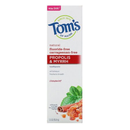 Tom's of Maine, Natural Antiplaue, Propolis & Myrrh Toothpaste, Fluoride-Free , Cinnamint, 5.5 oz (155.9 g) - Image 2