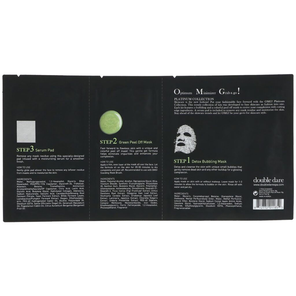 Double Dare, OMG!, Platinum Green Facial Mask Kit, 1 Kit - Imagem 2